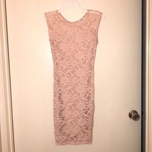 Pink lace cocktail dress